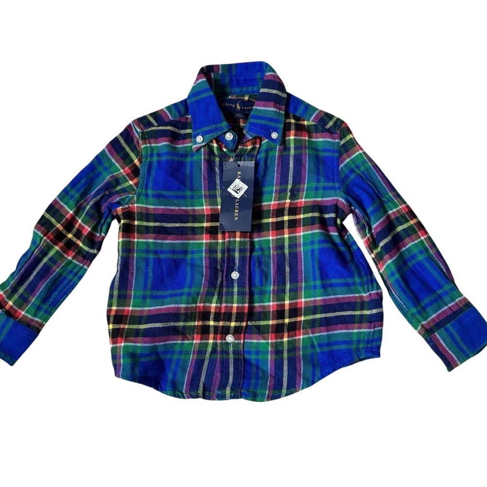 NWT Polo Ralph Lauren Boys Toddler Dress‎ Shirt Plaid Button Down Size 2T
